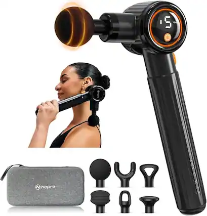 Front. Vulpecula Spade - Massage Gun with Extension Handle and 3 Adjustable Angles,Deep Tissue Back Massage for Neck/Shoulders/Waist/Legs/Body.