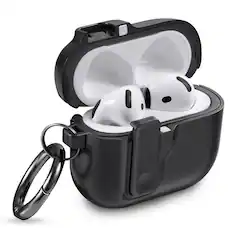 Front. Vena - For Apple Airpods 4 Case Cover, Airpods Case 4 4th Generation Dual Layer Auto Open Lock Wireless Charging, Black - Black.