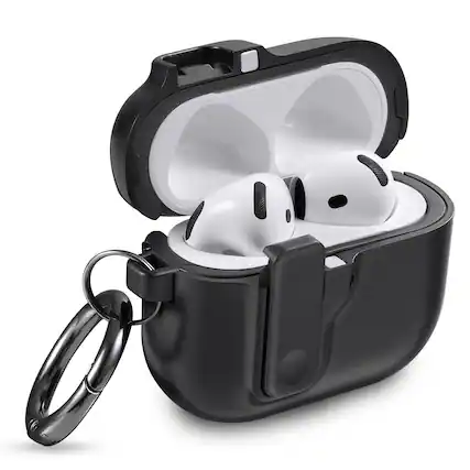 Front. Vena - For Apple Airpods 4 Case Cover, Airpods Case 4 4th Generation Dual Layer Auto Open Lock Wireless Charging, Black - Black.