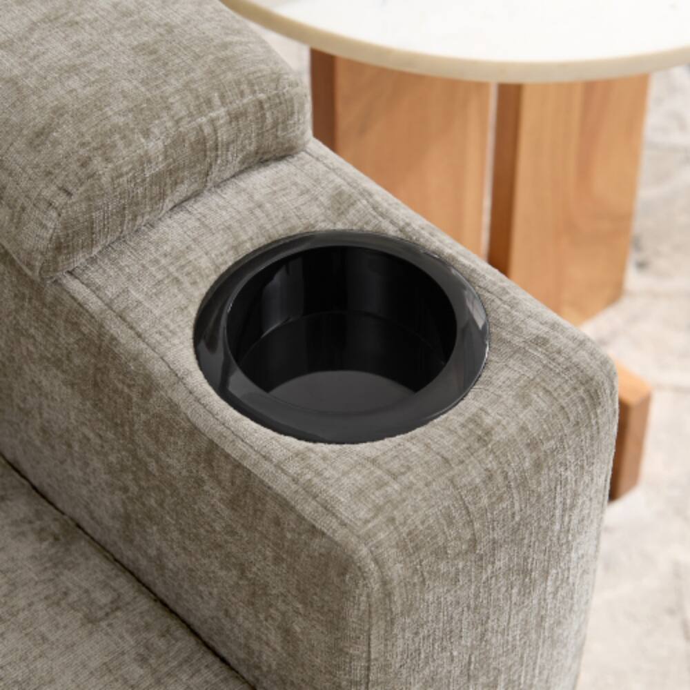 Back. LUCKY ONE - Single Sofa Recliner w/ Manual Backrest USB Port Cup Holders Hidden Storage Ottoman - Brown.