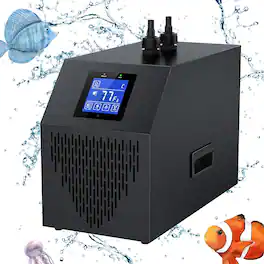 Mirfee - 1/10 HP Compact Aquarium Chiller - 42-Gallon Capacity with Intuitive Touch Screen Control - Black