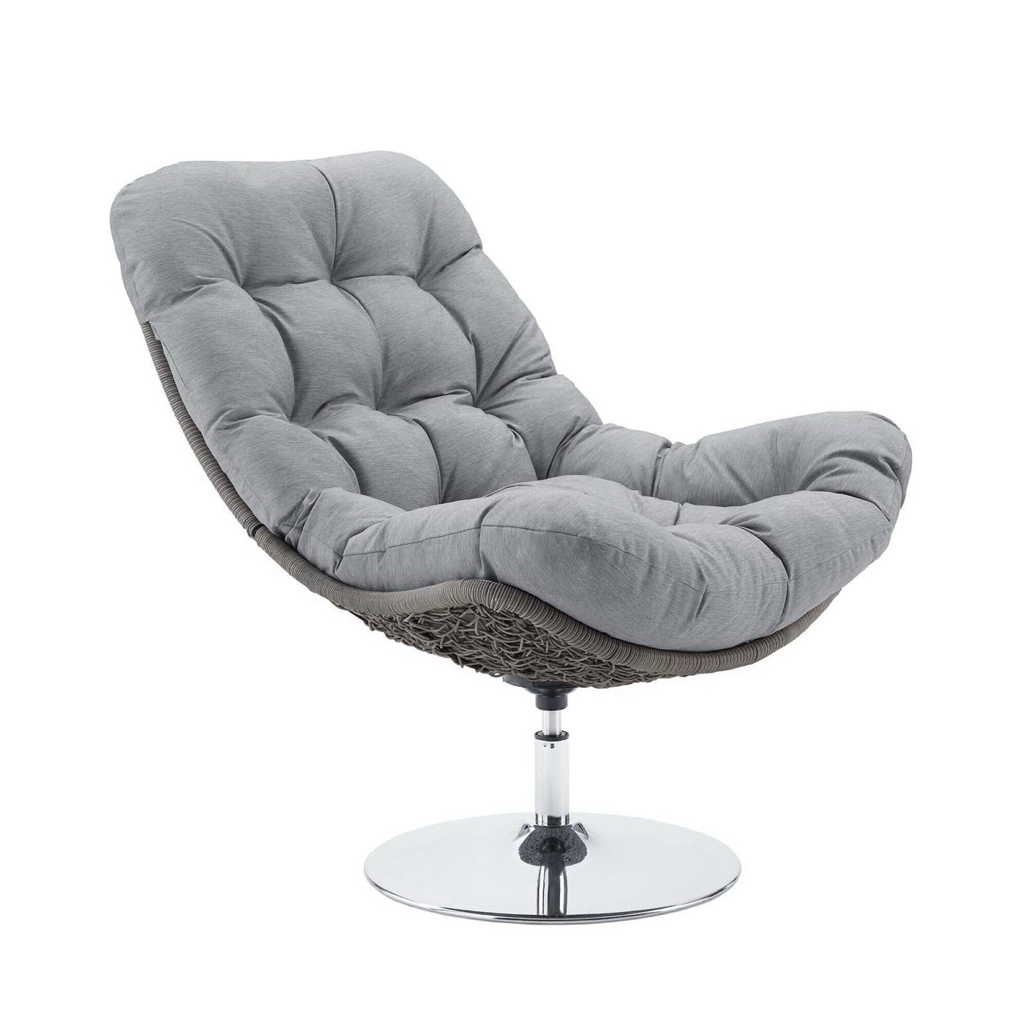 Angle. Modway - Brighton Wicker Rattan Outdoor Patio Swivel Lounge Chair by Modway - Light Gray Gray.