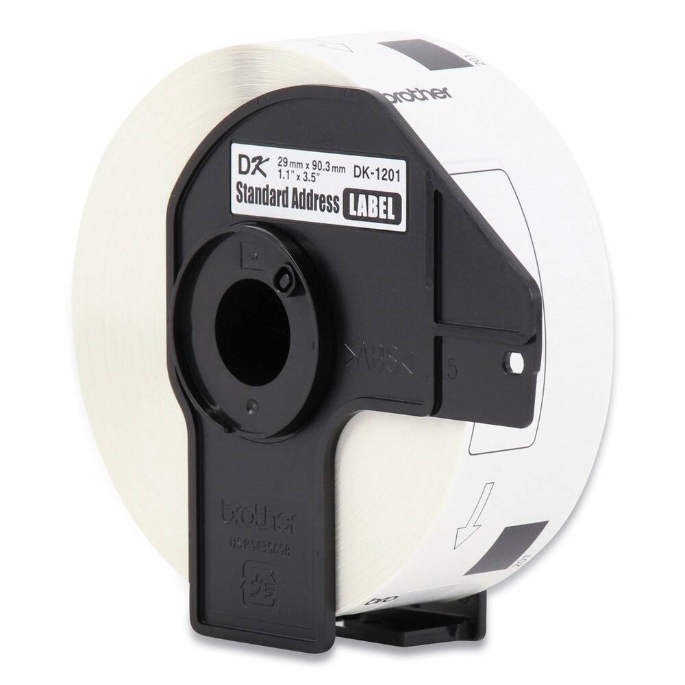 Sure, here is the corrected and grouped text from the image:

- Brother
- DK-1201
- 29 mm x 90.3 mm (1.1" x 3.5")
- Standard Address LABEL
- YABS
- USP5435658