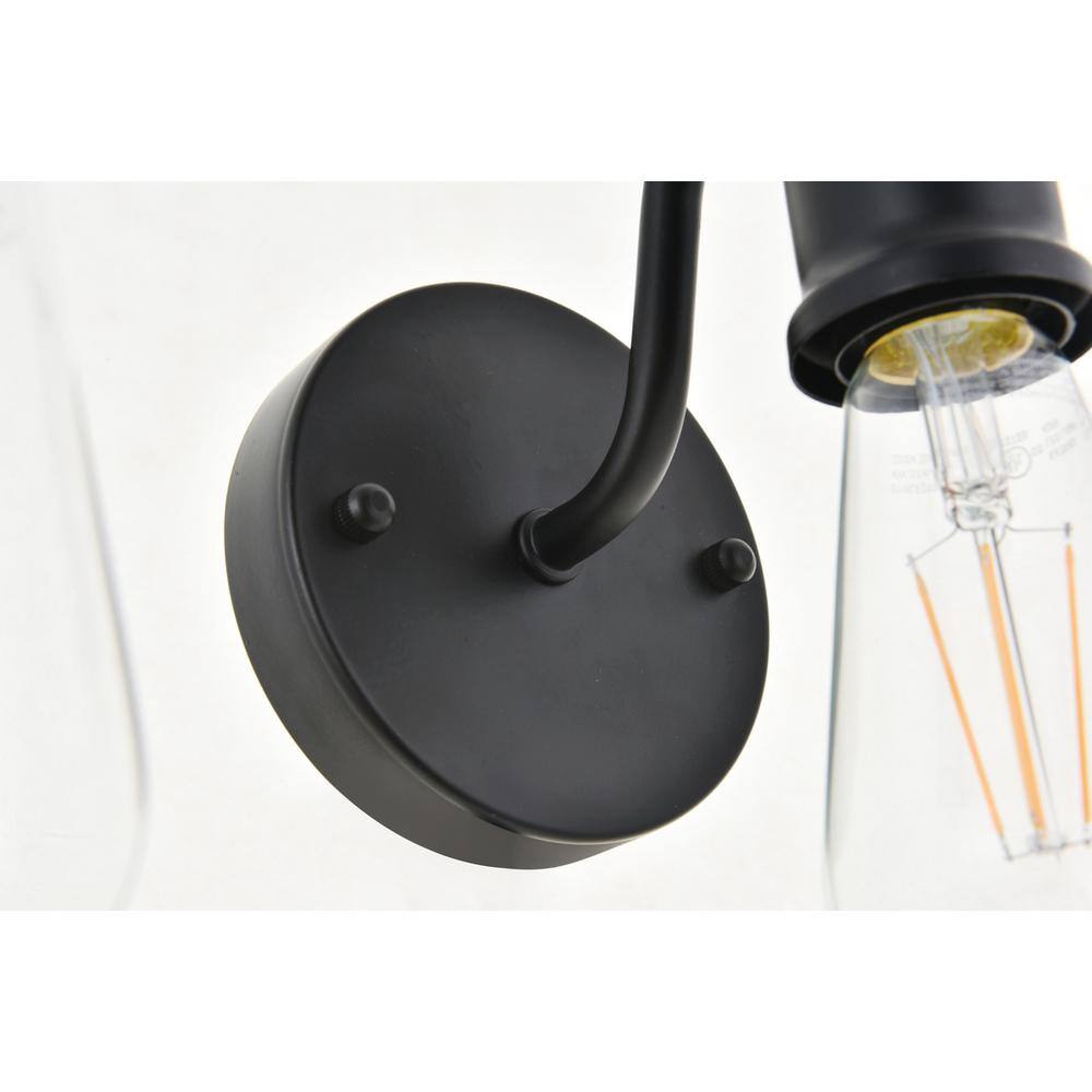 Back. Living District - Serif 3 light black Wall Sconce - Black.