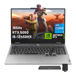 Lenovo - LOQ 17.3" FHD 165Hz Gaming Laptop,Intel i5-13450HX,32GB RAM,2TB SSD+1TB Docking Set,RTX 5050,Backlit,Win 11,Grey - Gray