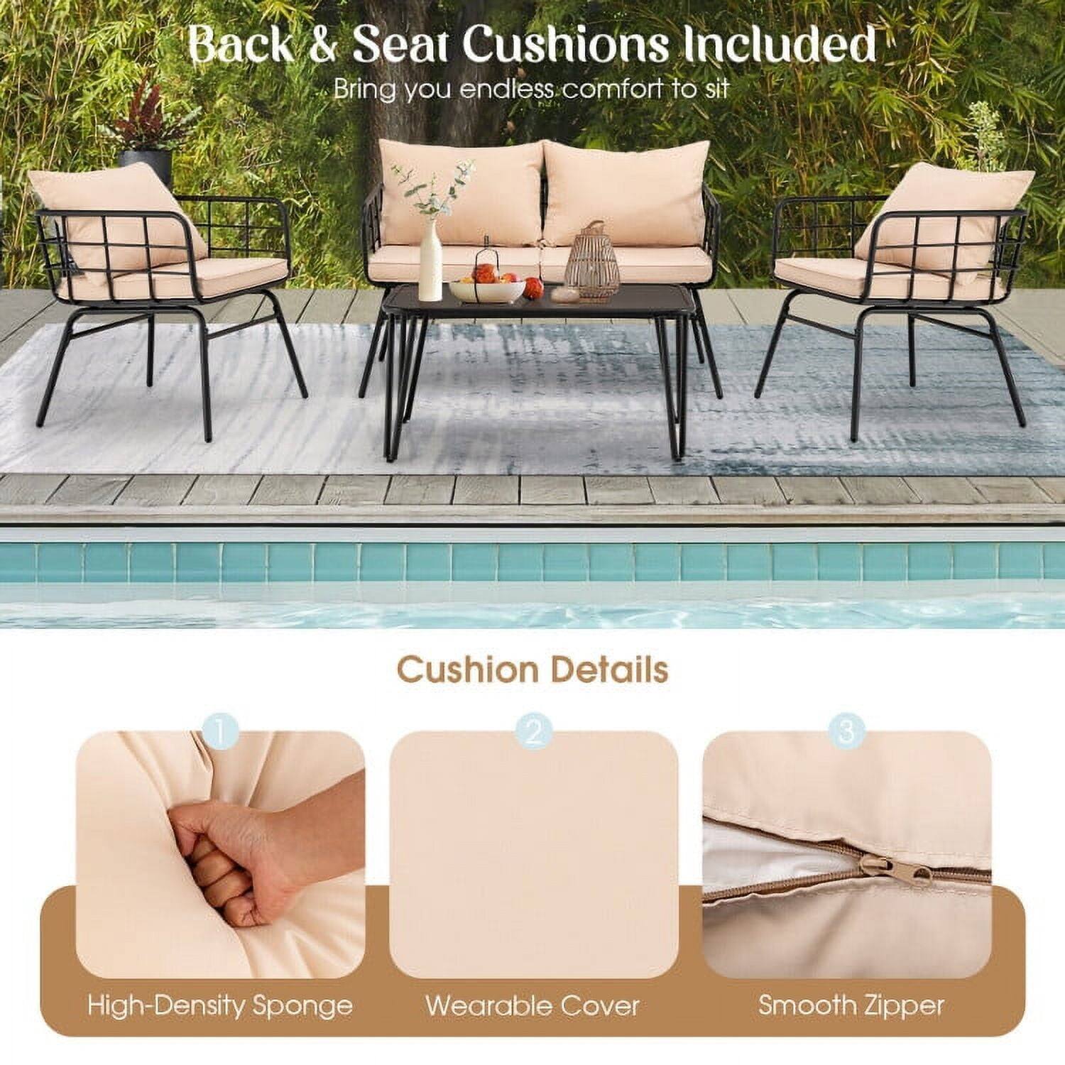 Back & Seat Cushions Included  
Bring you endless comfort to sit  

Cushion Details  
1. High-Density Sponge  
2. Wearable Cover  
3. Smooth Zipper