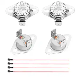 Unique Bargains - 2pcs KSD301 Thermostat 220°C/428°F 20A Normally Closed N.C Adjust Snap Disc Temp Switch with Terminal Wire Ceramic - Silver