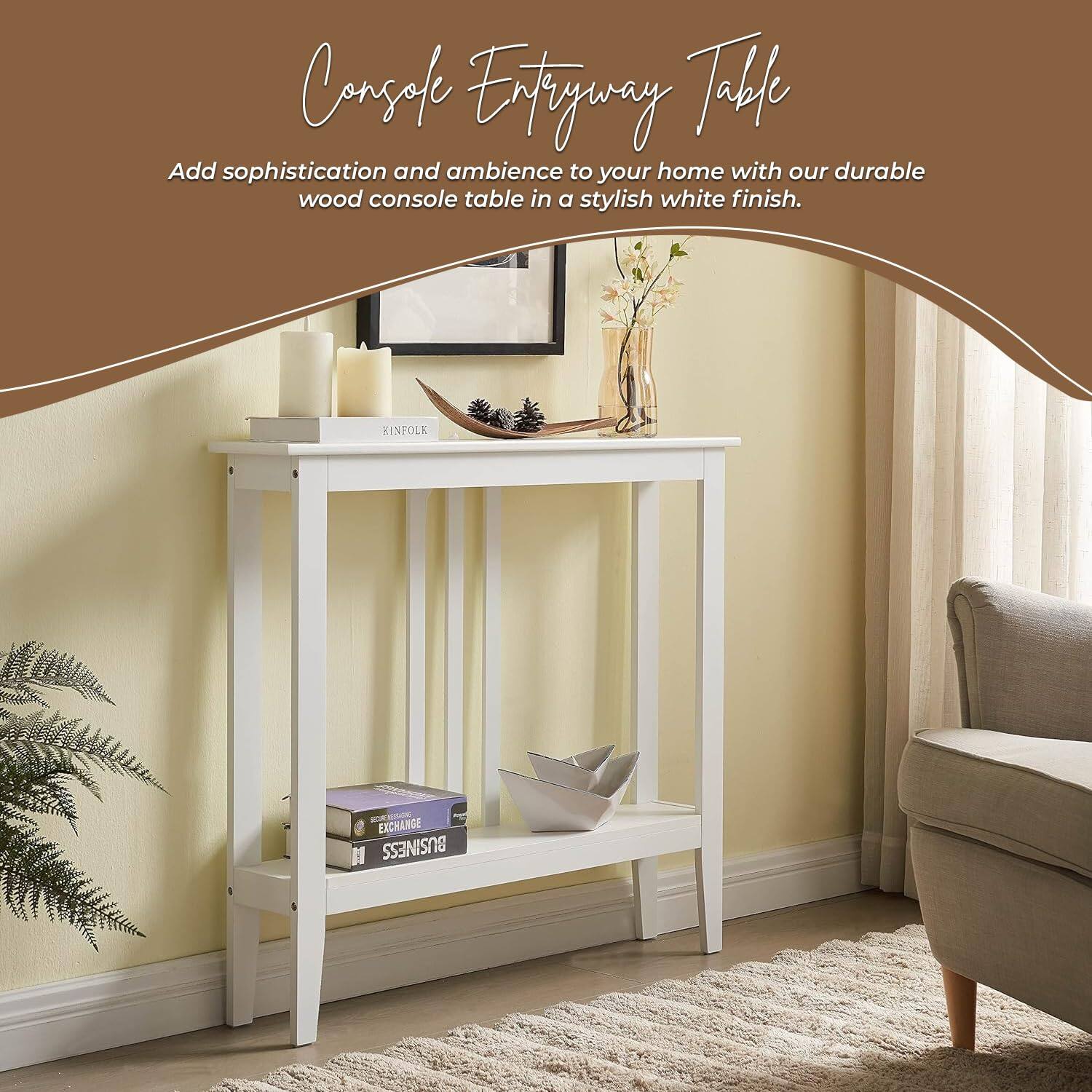 Console Entryway Table

Add sophistication and ambience to your home with our durable wood console table in a stylish white finish.