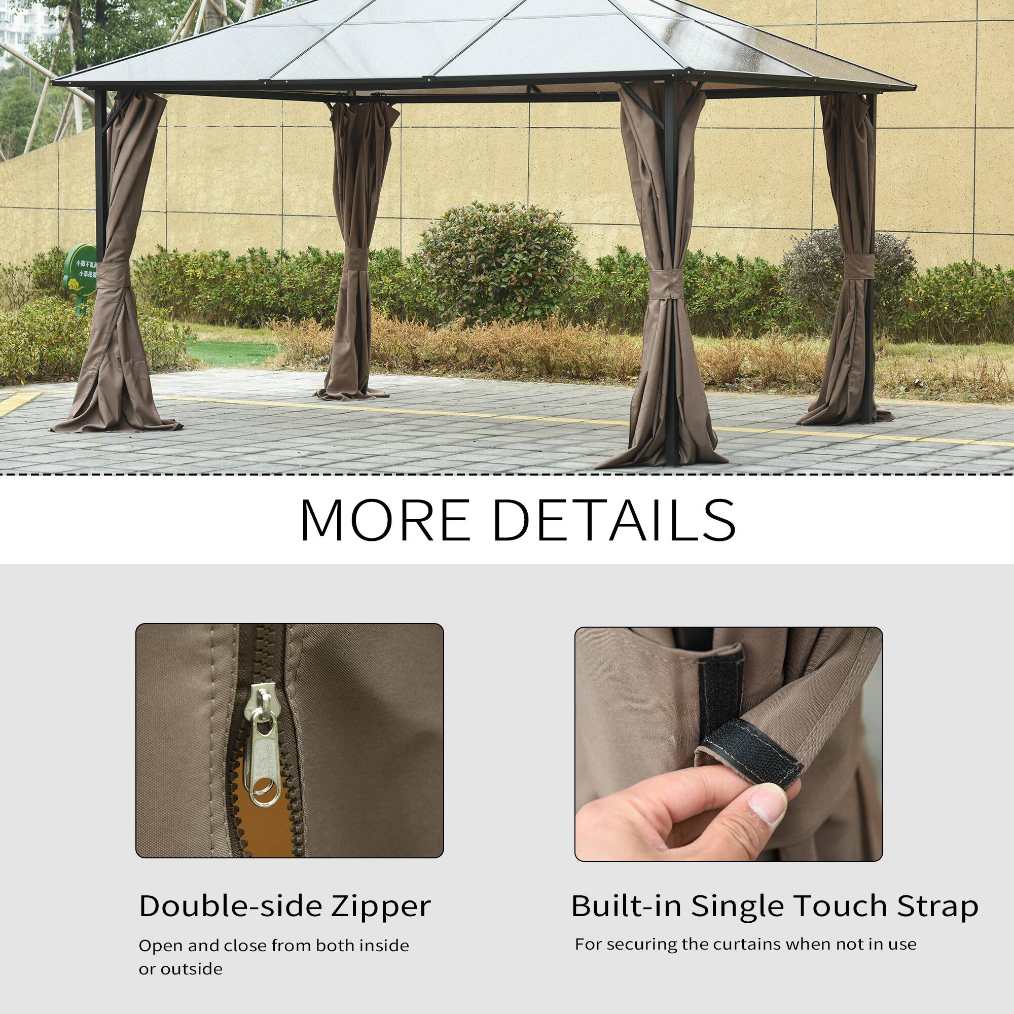 MORE DETAILS
Double-side Zipper
Open and close from both inside or outside
Built-in Single Touch Strap
For securing the curtains when not in use