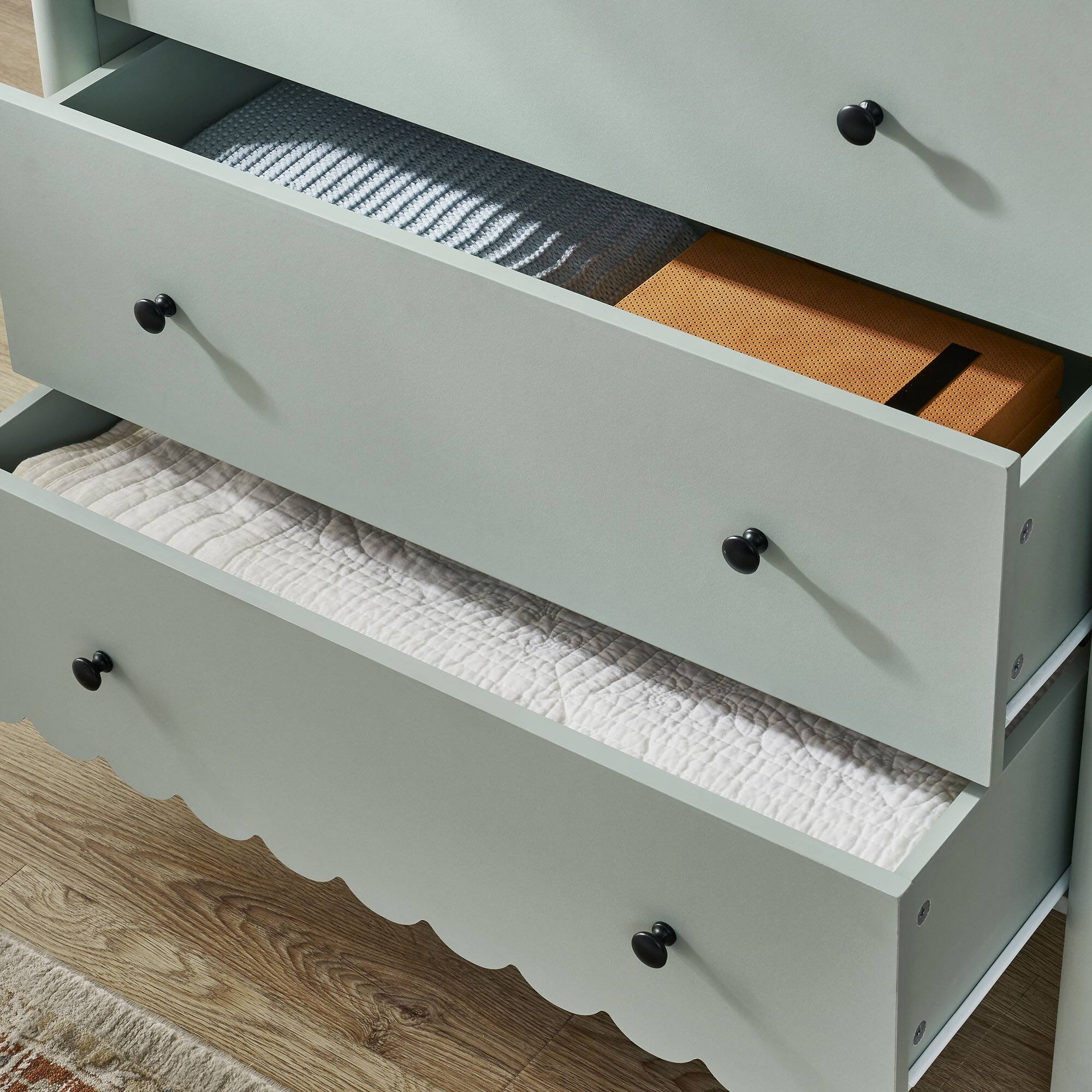 Alt View 1. Modway - Emmeline Scalloped 5-Drawer Chest by Modway - Sage.