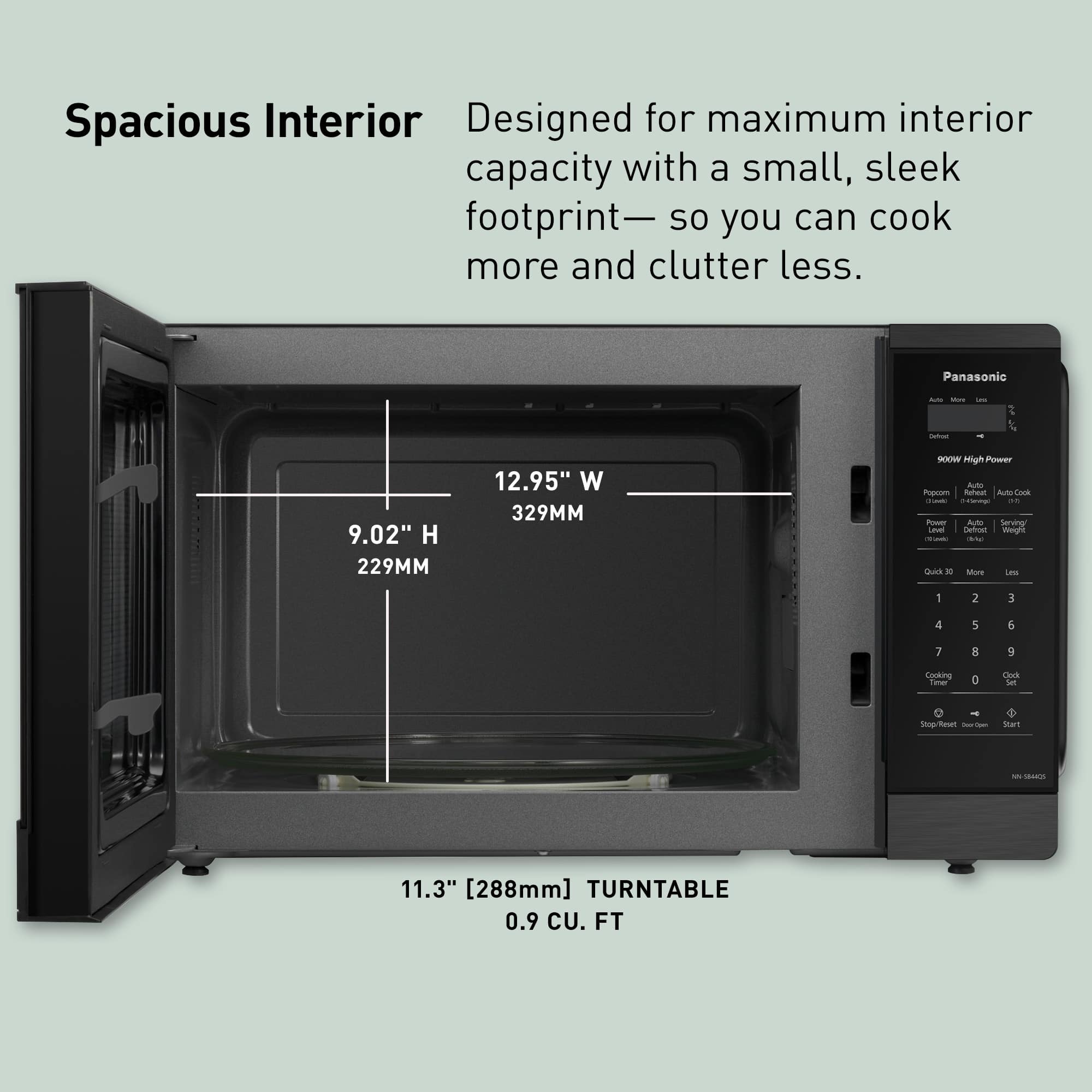Panasonic Countertop Microwave Oven, 900W, 0.9 Cu. Ft., Sensor