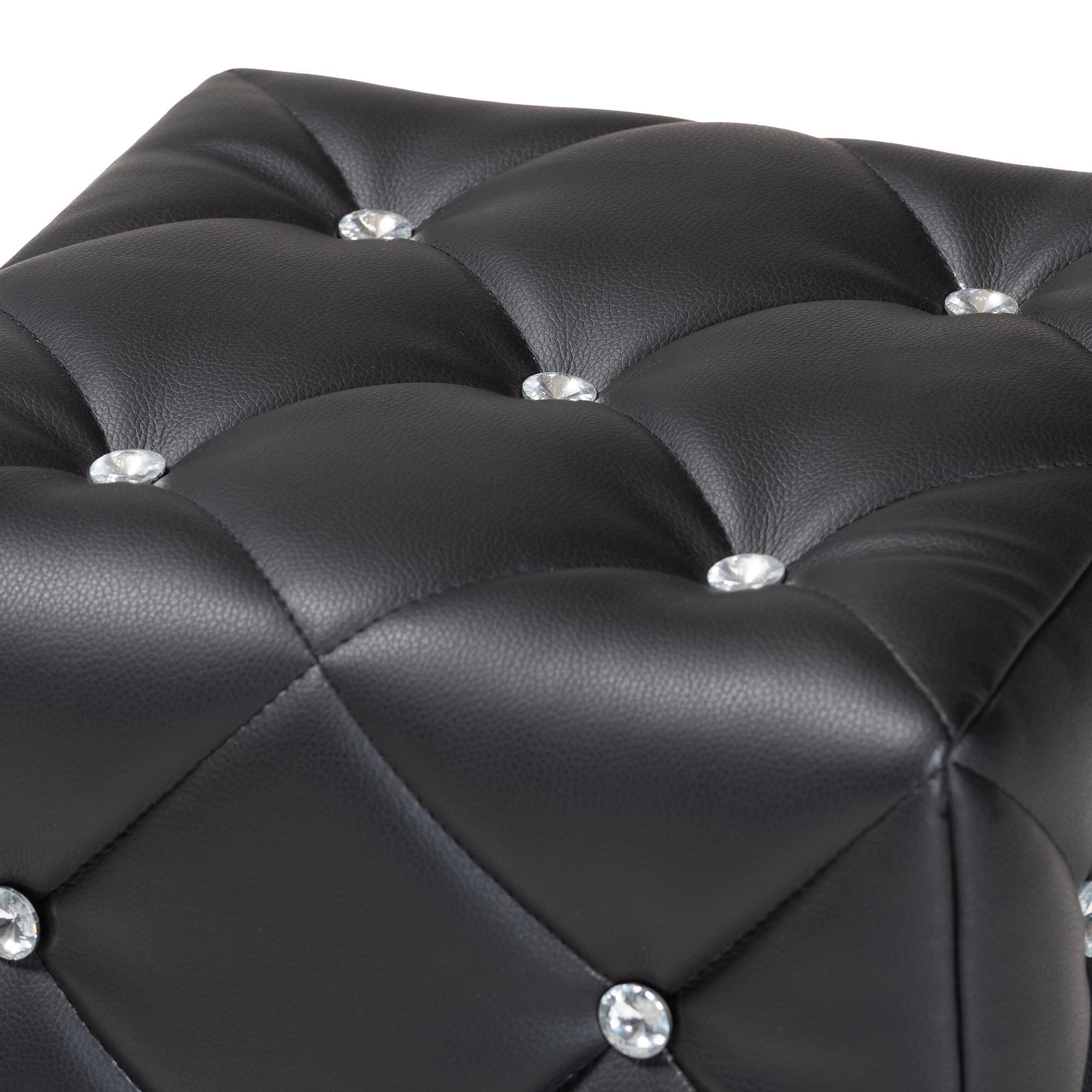 Left. Baxton Studio - Stacey Modern and Contemporary Faux Leather Upholstered Ottoman - Black.