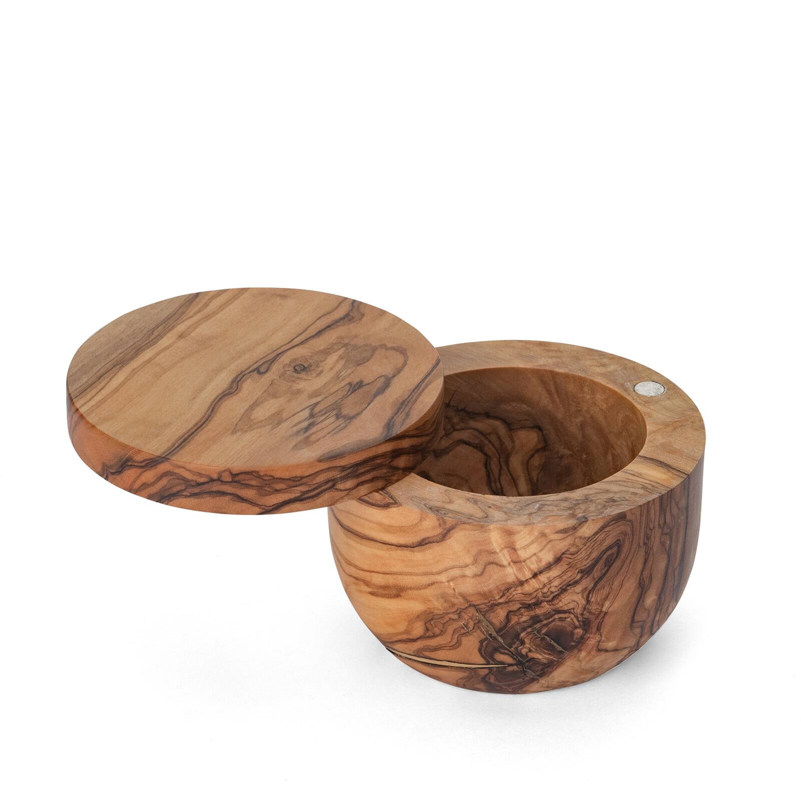 Alt View 2. Berard - France Olive Wood Salt Keeper - Brown.