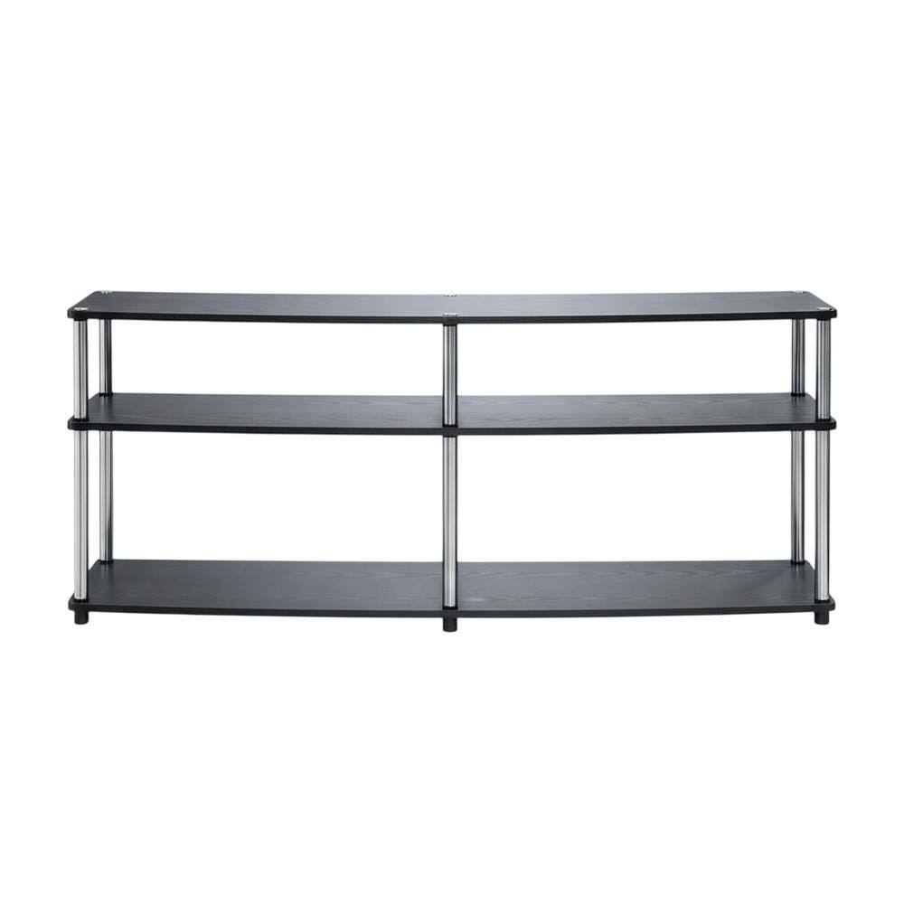 Alt View 3. FurniFact - Black 3-Tier TV Stand with Particle Board and Metal Support - Black.