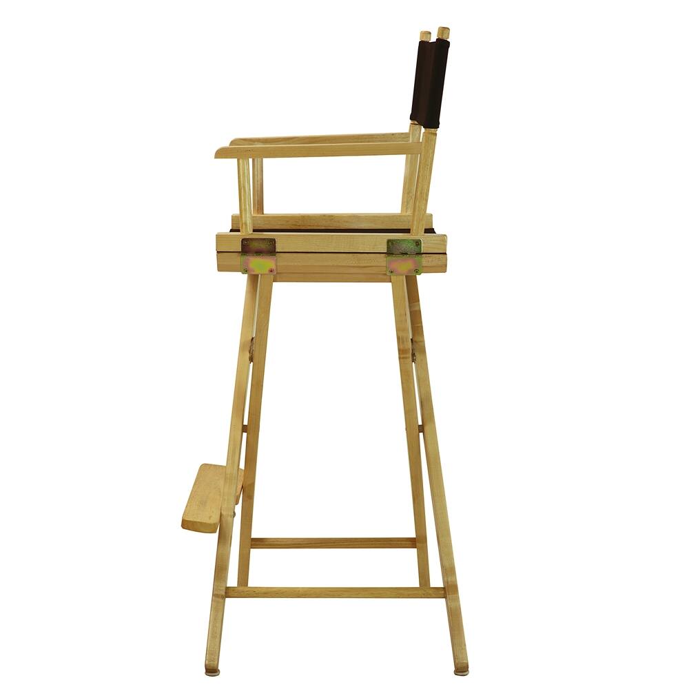 Back. FurniFact - Foldable Director Chair with Natural Wood Frame and Black Canvas - Natural Frame/Black Canvas.