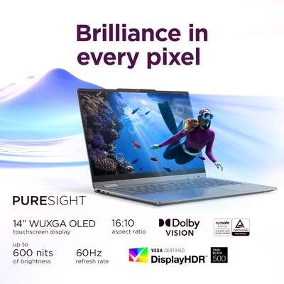 Lenovo Yoga 7 2 En 1 Gen 10 - Portátil Convertible Táctil 14" OLED, Intel Core Ultra 5, 16GB RAM, 512GB SSD. Wi-Fi 7, Windows 11 Home, Teclado Español. Color Gris