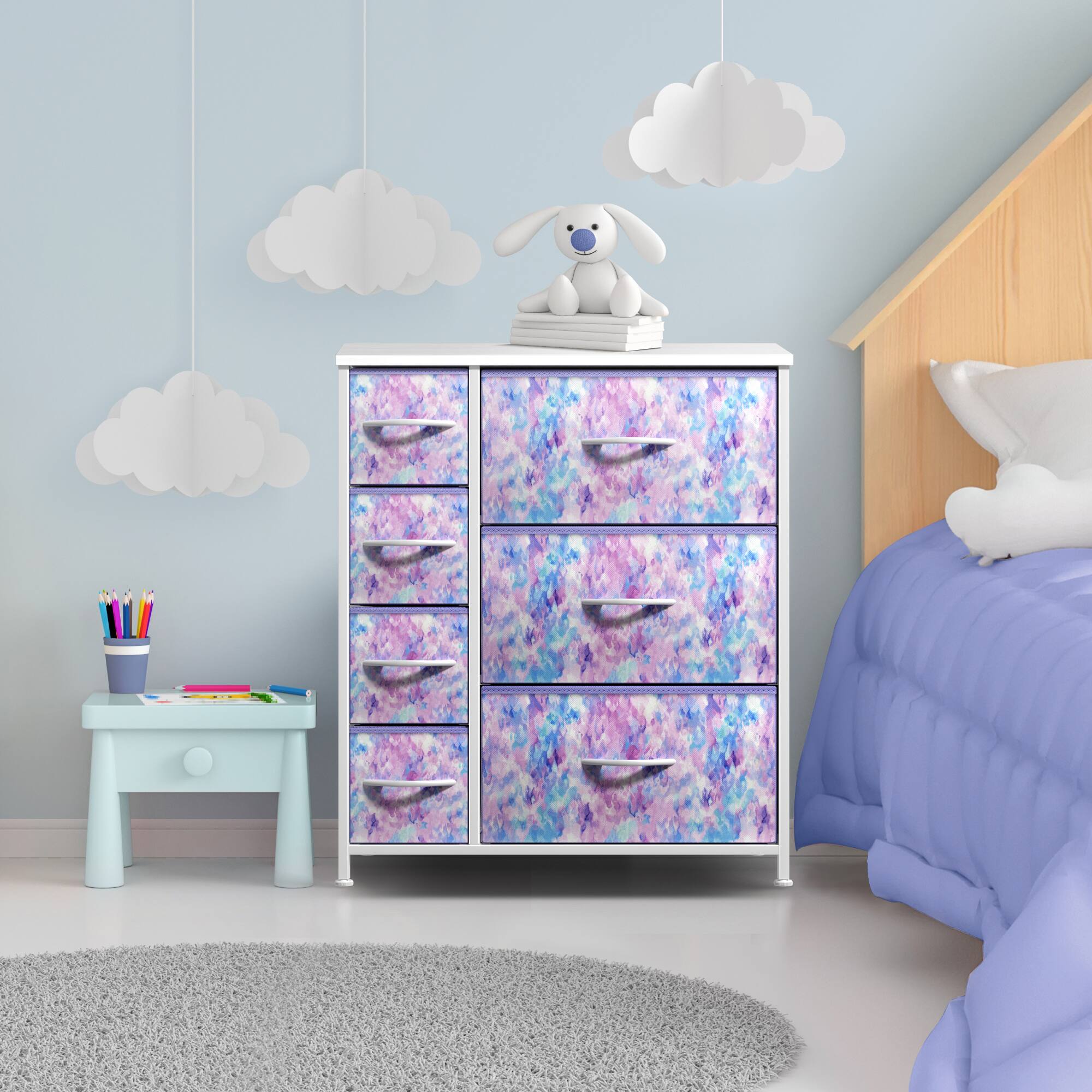 Alt View 2. Sorbus - Sorbus Dresser with 7 Drawers - Storage Chest Organizer with Steel Frame, Wood Top, Handles, Fabric Bins - Tie dye purple.