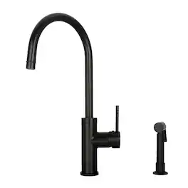 Solid Brass Single Handle 360° Swivel Widespread Kitchen Faucet with Side Sprayer