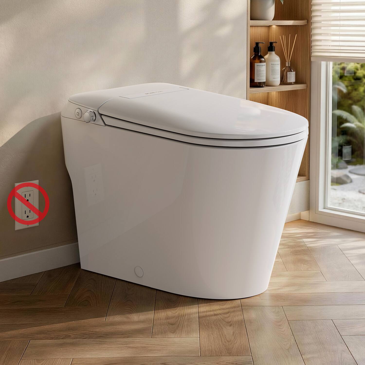 Alt View 9. Koligey - 17.5" ADA Non-Electric Bidet Toilet, MAP 1000g Powerful Flush Smart Toilet with Lady/Rear Wash, Foot-kick Flush - White.