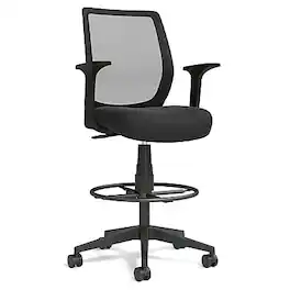 Staples - Essentials Fabric Drafting Chair with Backrest and Footrest, (UN59384) - Black