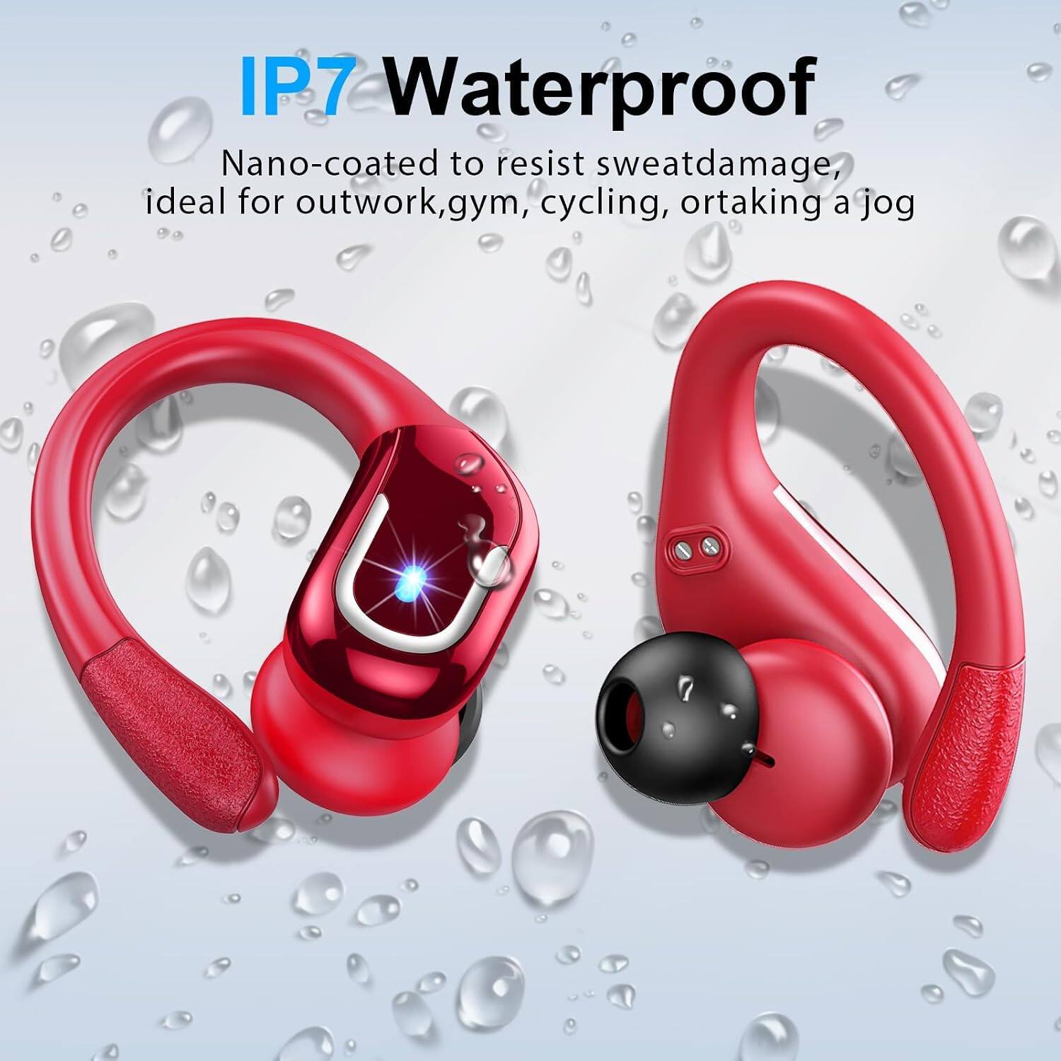 IP7 Waterproof  
Nano-coated to resist sweat damage, ideal for outwork, gym, cycling, or taking a jog