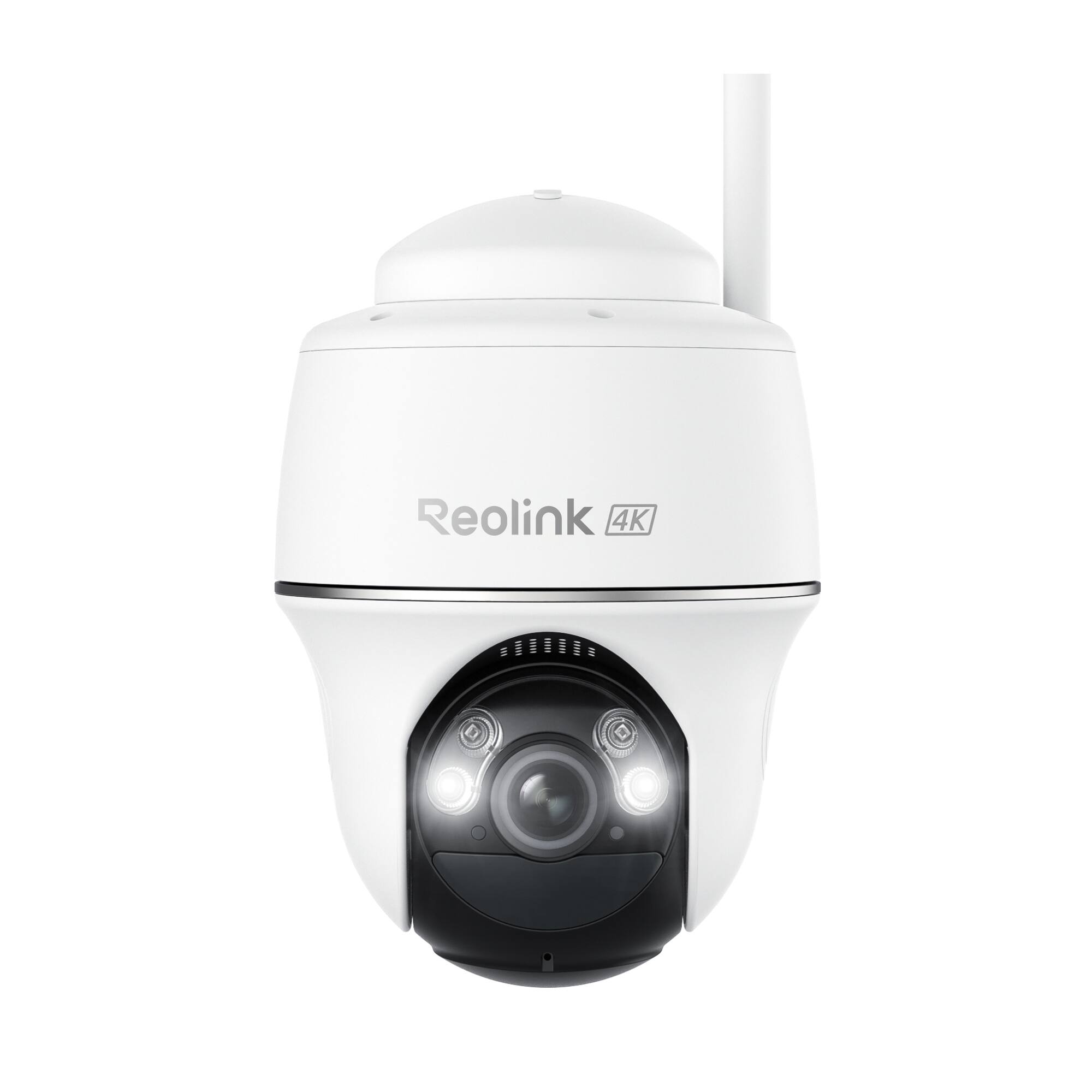 Front. Reolink - Reolink Argus PT Ultra 4K 8MP Wireless 360° WiFi Battery Camera with Spotlights Person/Vehicle Detection Security Camera - White.