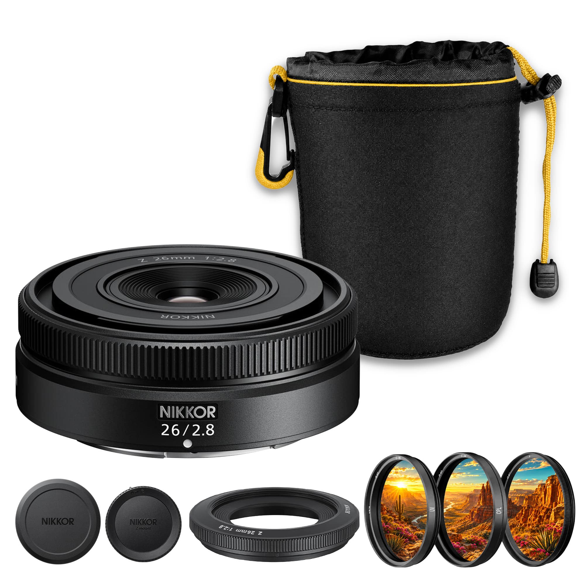 Nikon - NIKKOR Z 26mm f/2.8 Pancake Lens for Z Mount Mirrorless Bundle