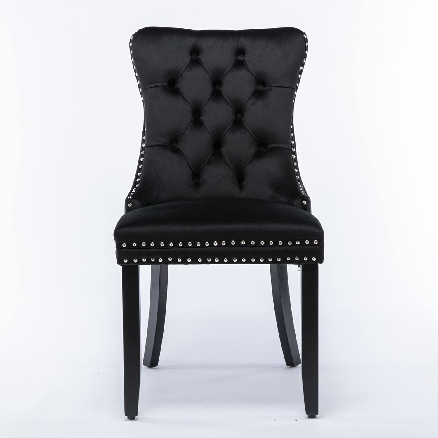 Alt View 4. Trinkets Crazed - Velvet Dining Chairs Set of 2, Upholstered High-end Tufted Dining Room Chair with Wood Legs Nailhead Trim for Kitchen - black.