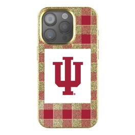 Keyscaper - NCAA - Indiana Hoosiers Plaid Bling iPhone Case - 14 - Gold
