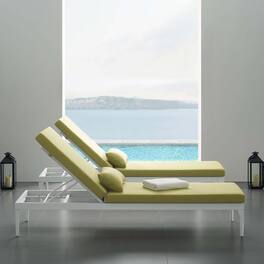 Perspective Cushion Outdoor Patio Chaise Lounge Chair by Modway - White Peridot