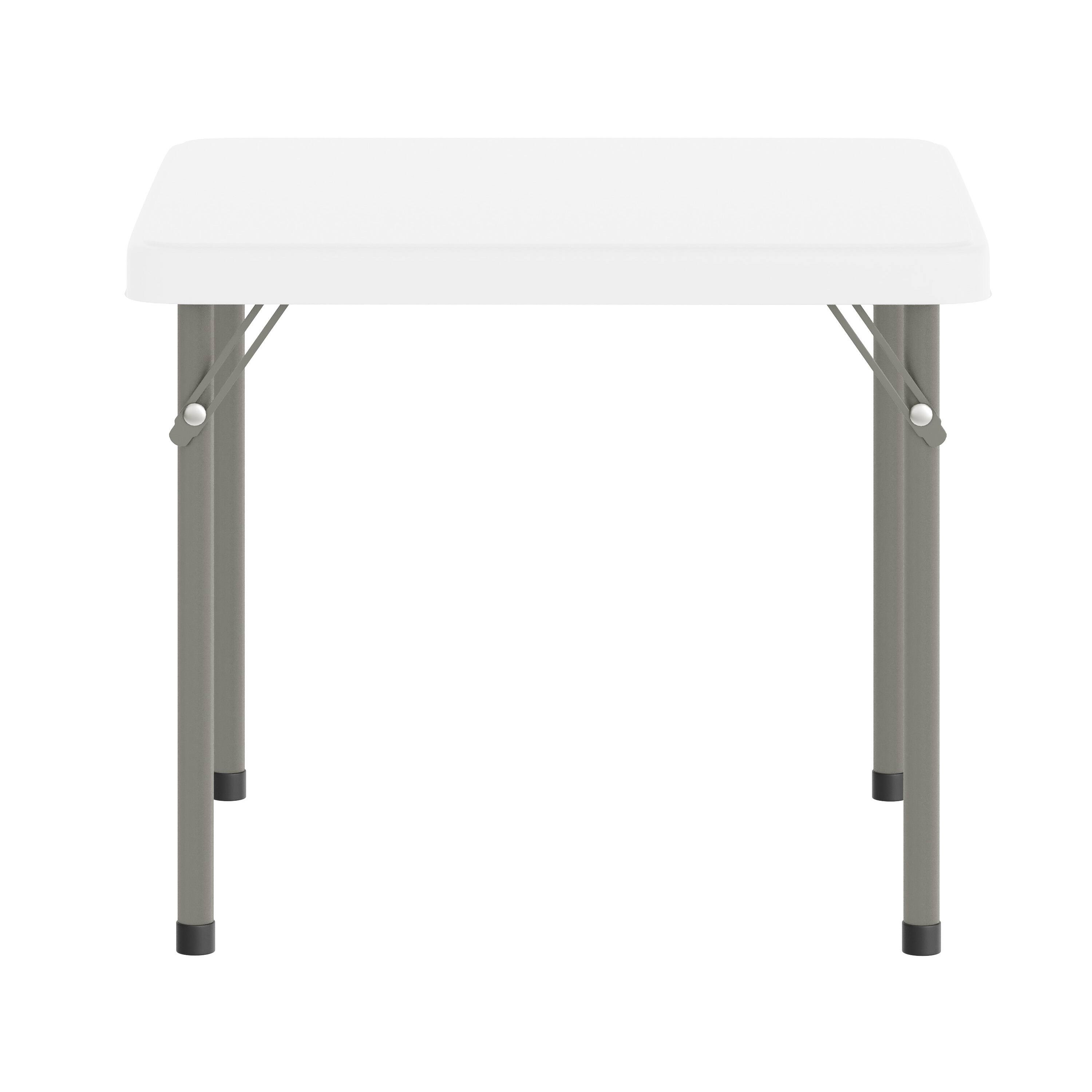 Angle. Flash Furniture - Paige 24x24 Kid's Granite White Plastic Folding Table with Locking Legs - White.