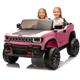 GARVEE - 24V Licensed Ride on Car for Big Kids, 2-Seater Electric Truck with Remote Control, 3 Speeds, Music & LED Lights - Pink