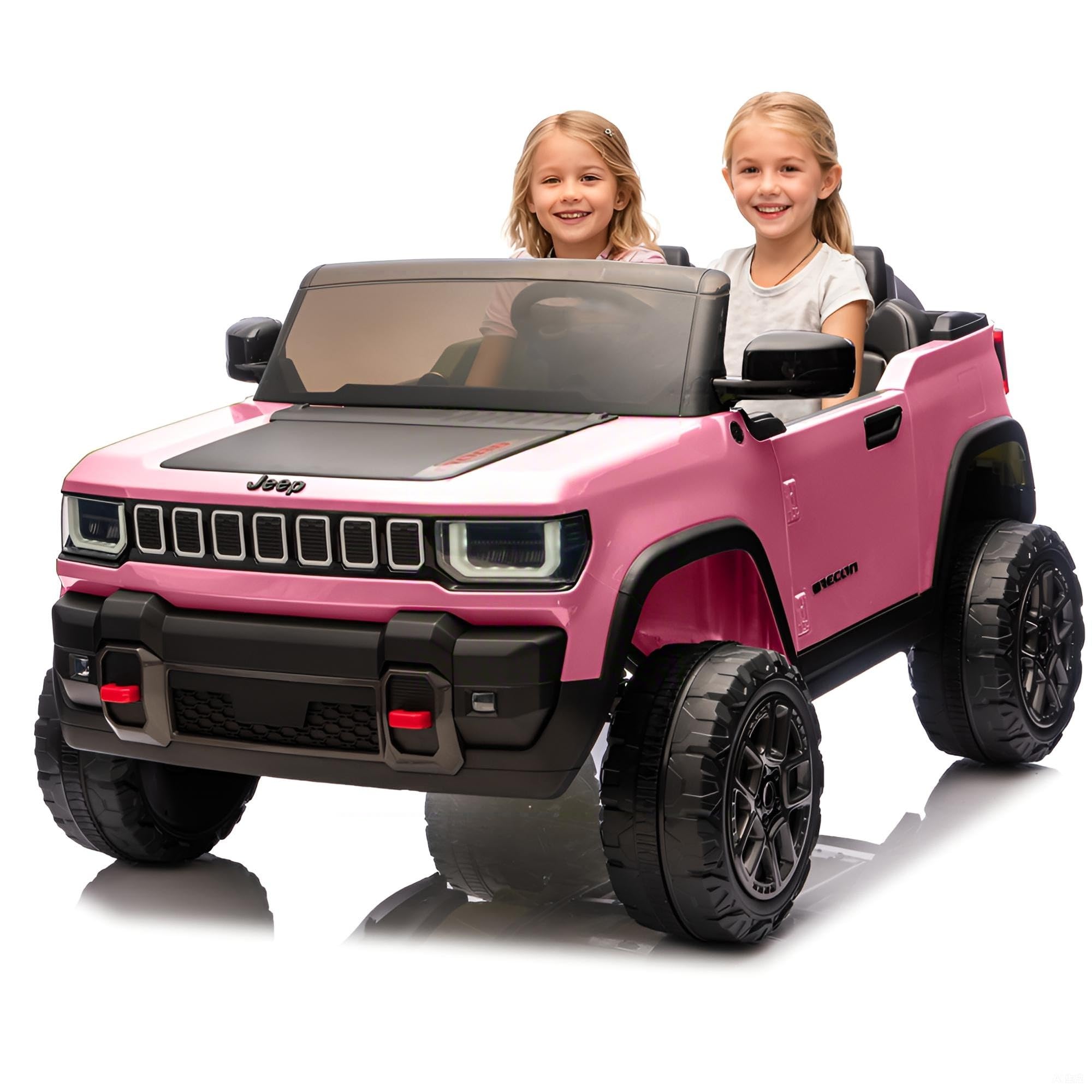 GARVEE - 24V Licensed Ride on Car for Big Kids, 2-Seater Electric Truck with Remote Control, 3 Speeds, Music & LED Lights - Pink
