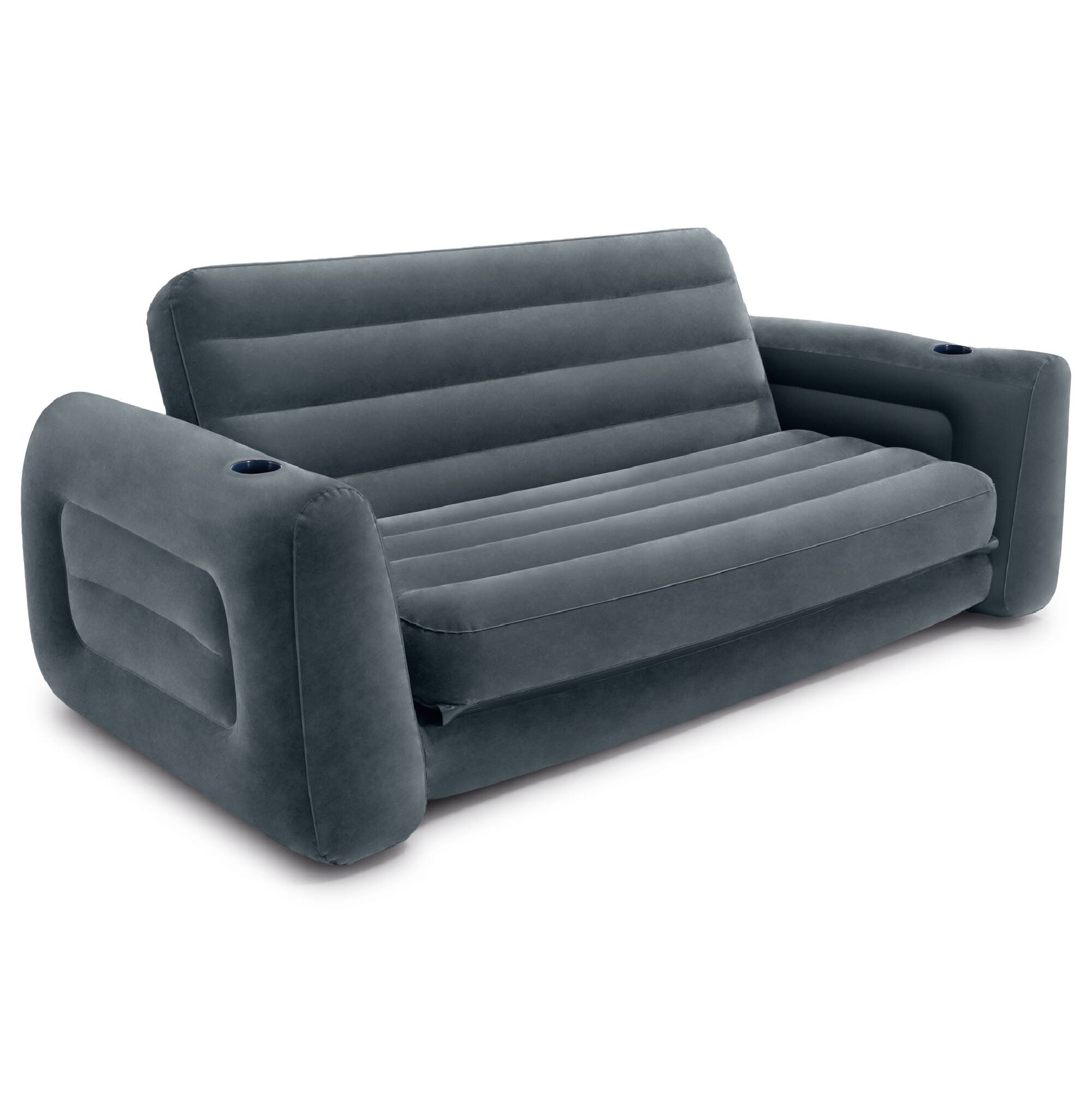 Alt View 5. Intex - Intex Inflatable Pull-Out Sofa Bed Sleep Away Futon Couch, Queen, Gray (2 Pack) - Charcoal gray.