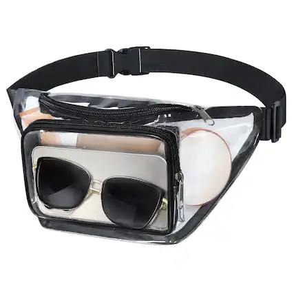 Front. Garnen - Clear Fanny Pack Stadium Approved Bag, Clear Belt Bag for Events Clear Bag For Stadium Concerts Music Festivals - Clear.