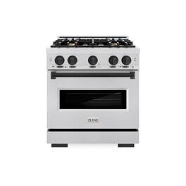 ZLINE - Autograph 30 in. Classic Dual Fuel Satin Steel Range w/ 4 Burners & Black Accents (CDRSZ-30-MB) - Stainless Steel