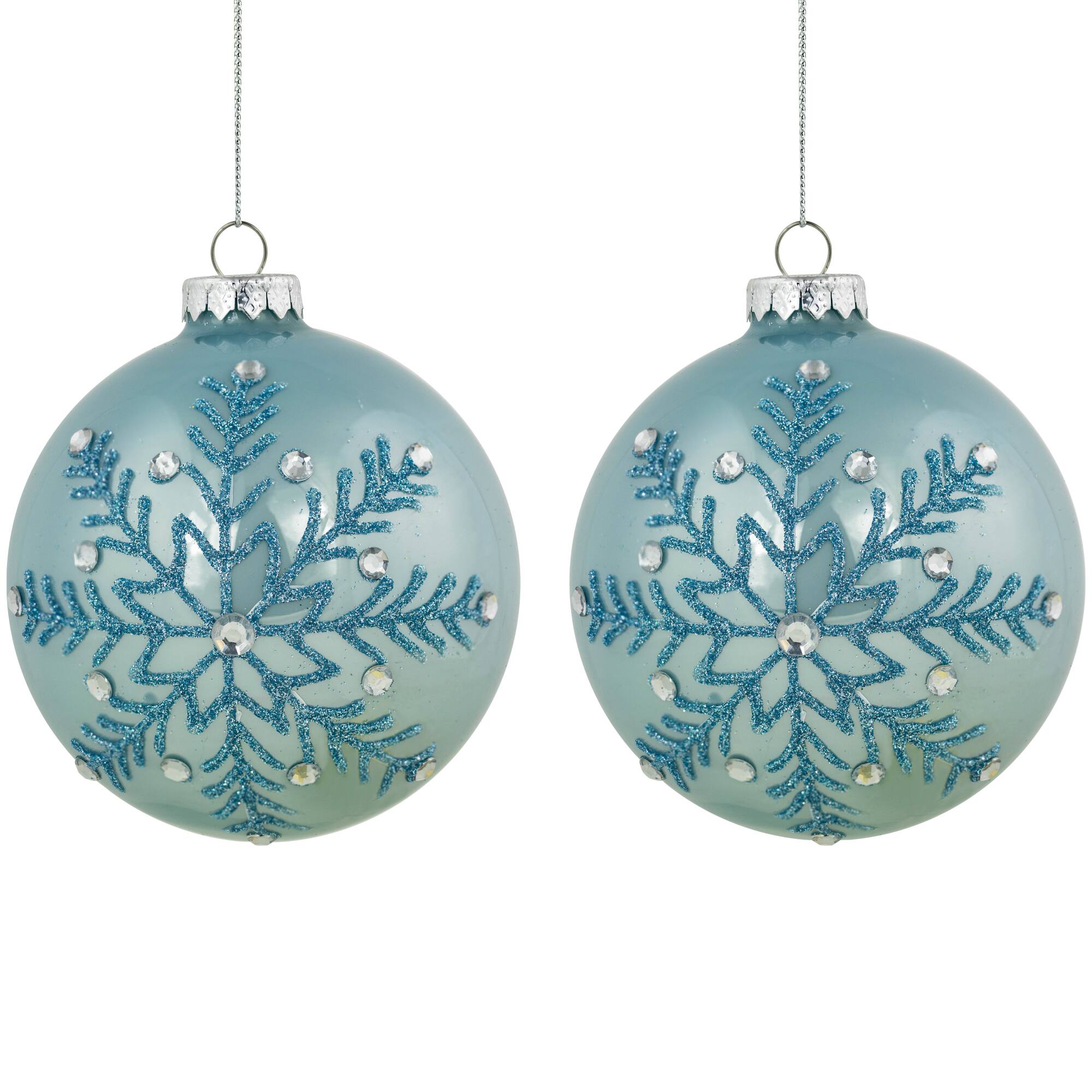 Northlight Glittered and Jeweled Snowflake Christmas Glass Ball ...