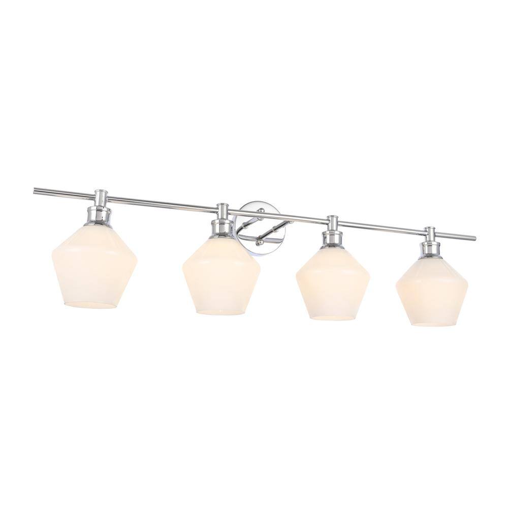 Left. Living District - Gene 4 light Chrome and Frosted white glass Wall sconce - Chrome And Frosted White Glass.