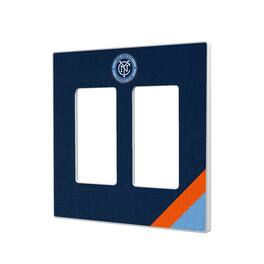 Keyscaper - New York City FC Diagonal Stripe Design Double Rocker Lightswitch Plate - Multicolor