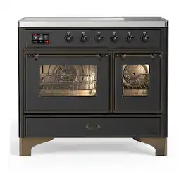 ILVE - Majestic III Series 40 in. Induction Range with 6 Induction Elements (Burnished Trim) - Graphite Matte