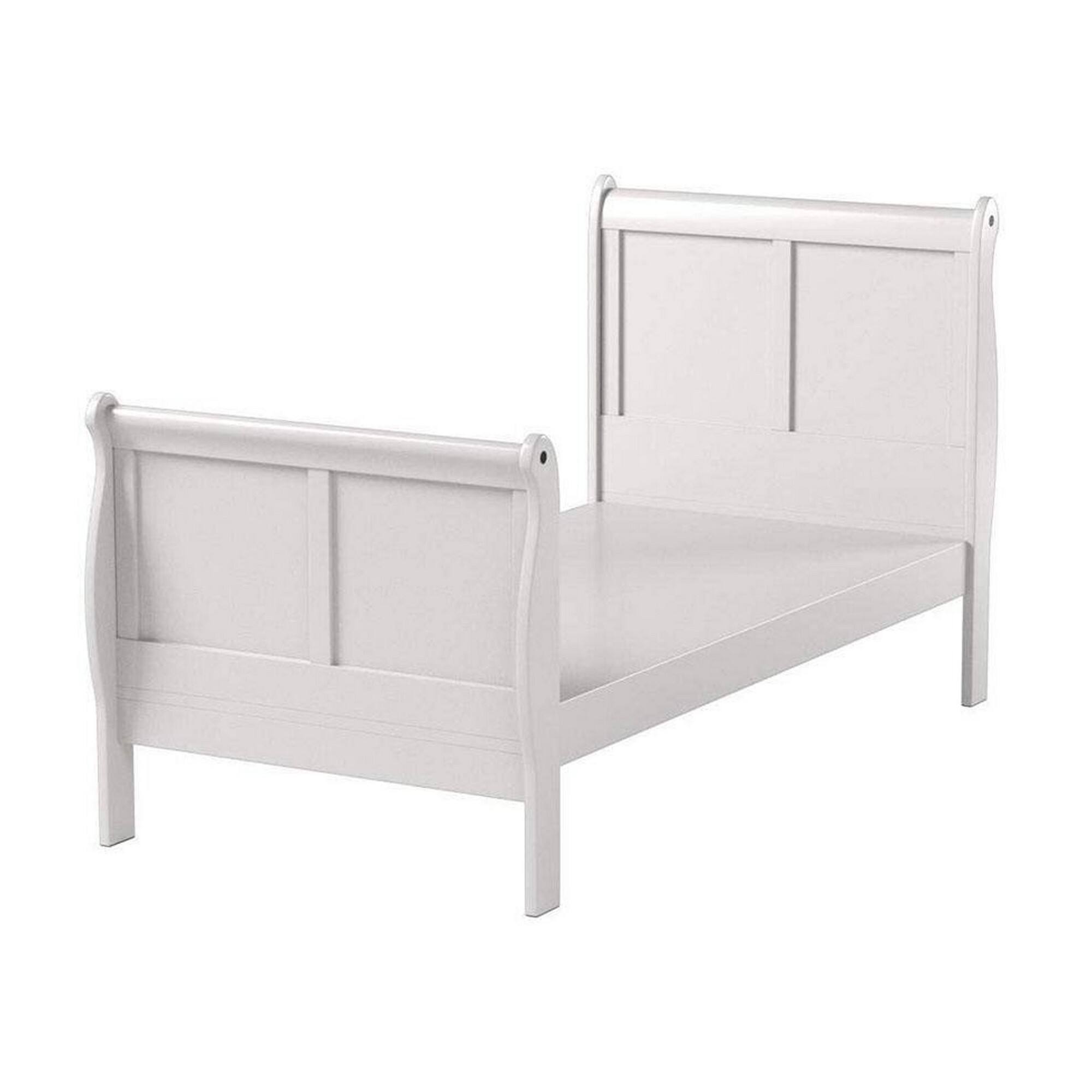 Alt View 1. Manhattan Lane - Sophisticated Contemporary Style Twin Size Sleigh Bed - White.