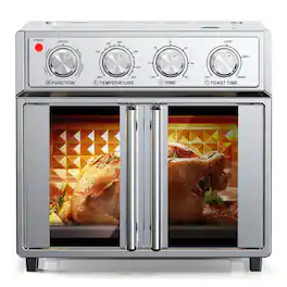Loheer - PlumChef French Door Air Fryer Convection Toaster Oven, 29.5 QT Extra Large 1700W Multifunction - Silver