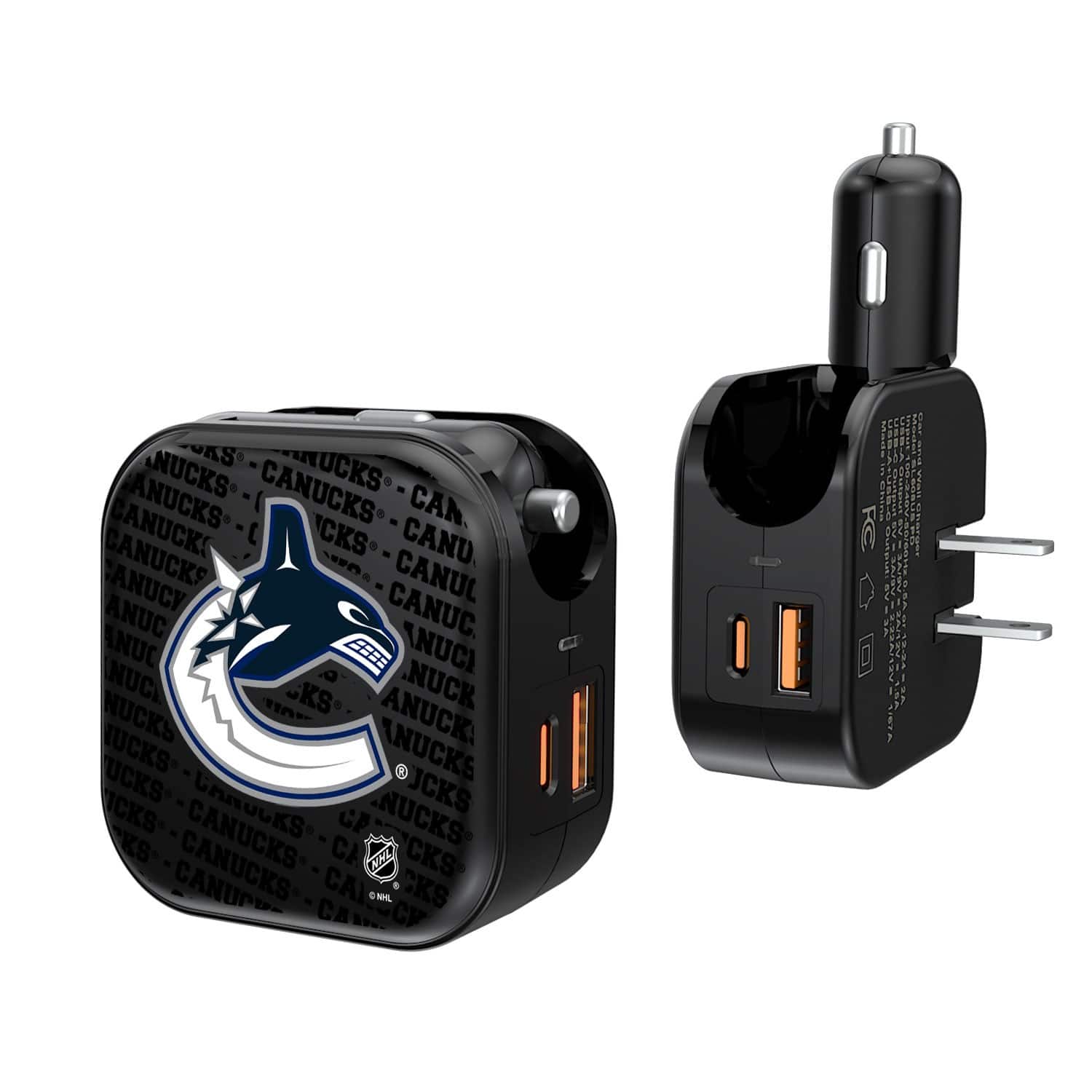 Keyscaper - Vancouver Canucks Team Logo Dual Port USB Car & Home Charger - Multicolor
