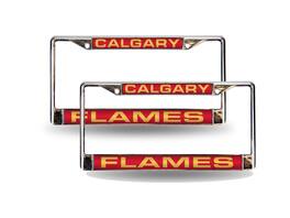 Rico Industries - Calgary Flames NHL Chrome Metal (Set of 2) Laser Cut License Plate Frames - Multi