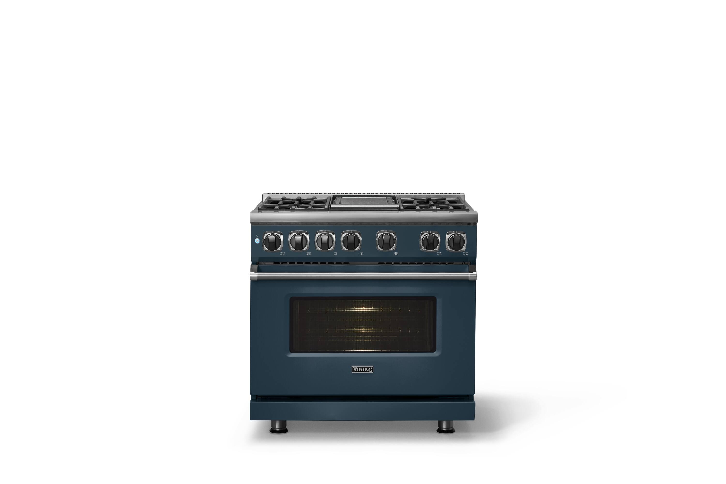 Alt View 1. Viking - 36 in. Wide 4 Burner Dual Fuel Sealed Burner Range with Griddle - Squall.