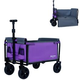 Mondawe - All-in-One Convertible Camping Utility Carts - Bench Seat, Dog Tether w/ 360° All-Terrain Wheels - Purple