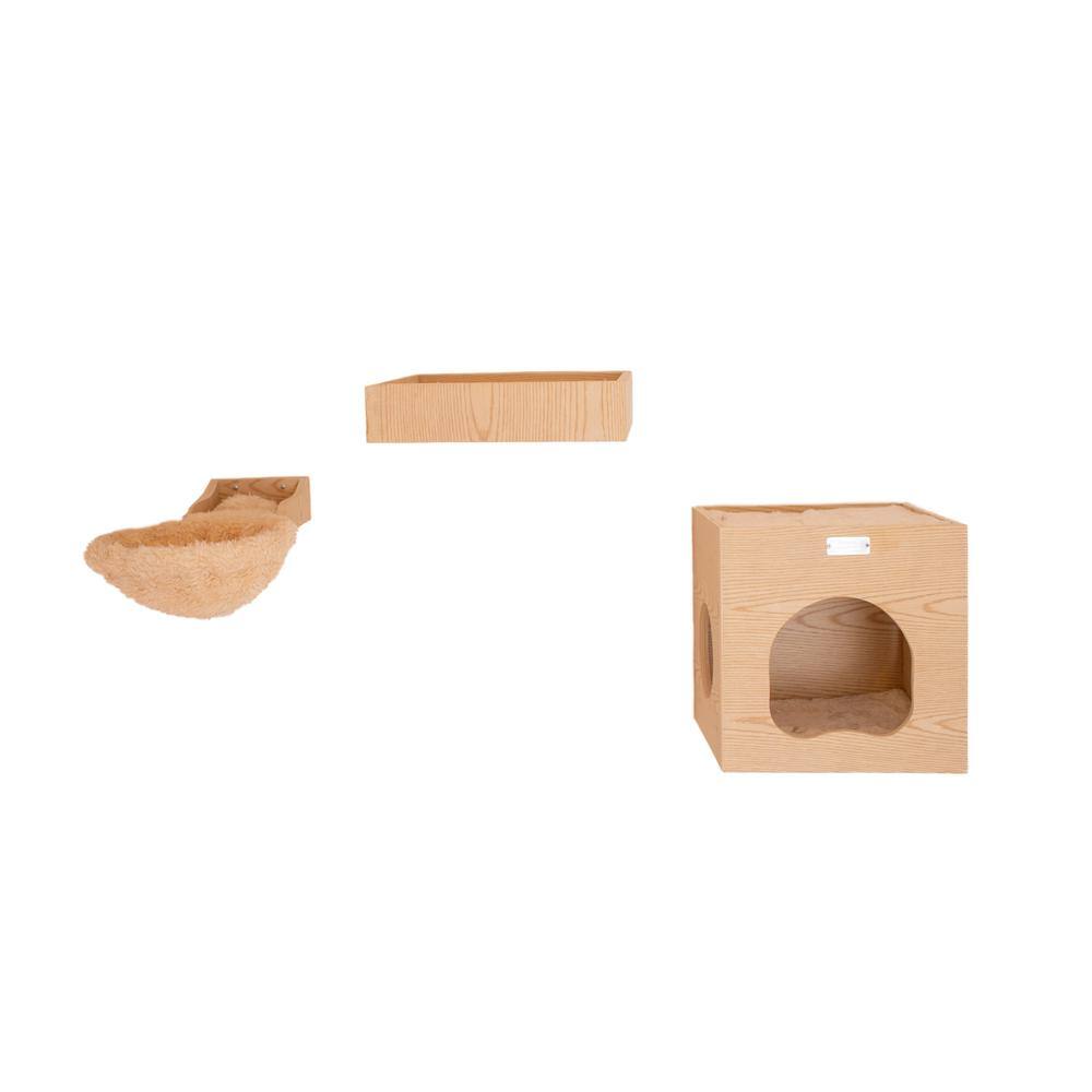 Front. Armarkat - Real Wood Wall Series Tree With Condo Perch And Soft Perch - Beige.
