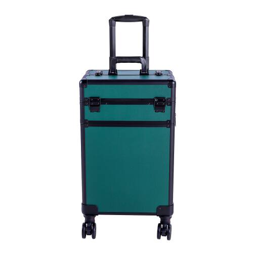 Alt View 3. Winado - 4 in 1 Makeup Train Case Organizer with Key 360°Swivel Wheels Suitcase for Beauticians Hairstylists Nail Tech Student - Green.