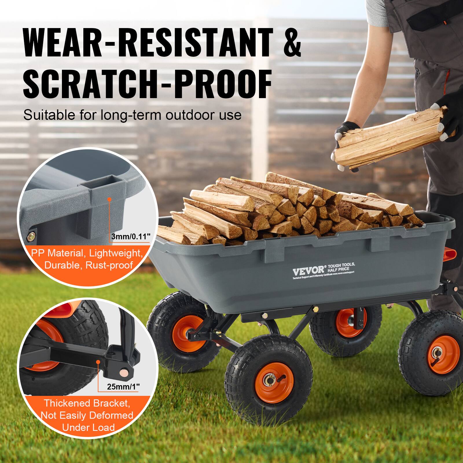 WEAR-RESISTANT & SCRATCH-PROOF Suitable for long-term outdoor use

3mm/0.11" PP Material, Lightweight, Durable, Rust-proof

25mm/1" Thickened Bracket, Not Easily Deformed Under Load