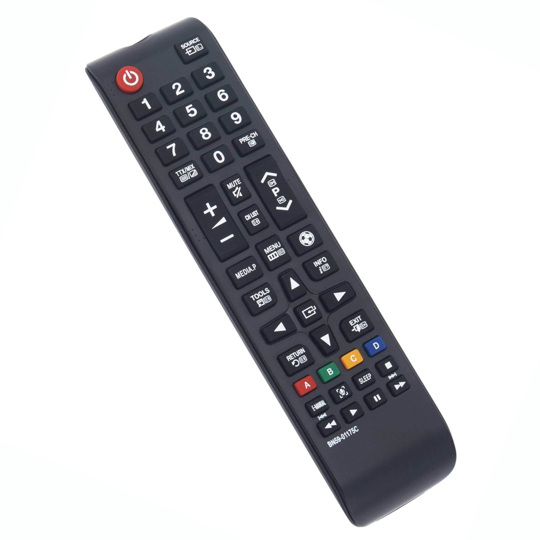 SOURCE 0 1 2 3 4 5 6 7 8 9 PRE-CH B 7 0 TTX/MIX B/2 G MUTE R P B + CHUST B - MENU 000 ... 1N INFO MEDIA.P iO TOOLS EXIT - D RETURN C - A SLEEP 3 " F-AMMAL BN59-01175C